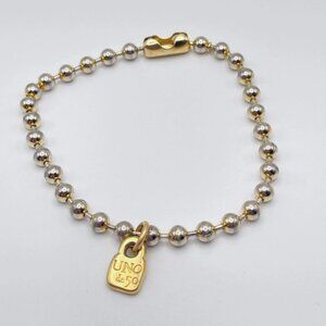 Uno de 50 Beaded Bracelet thin 18K Gold Plated Beads SZ S Small (AS IS) Faded